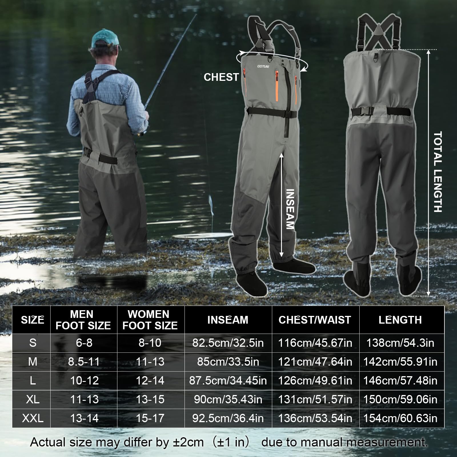 Goture 5-Layer Waterproof Fish - Fishing Waders Breathable 评论和价格