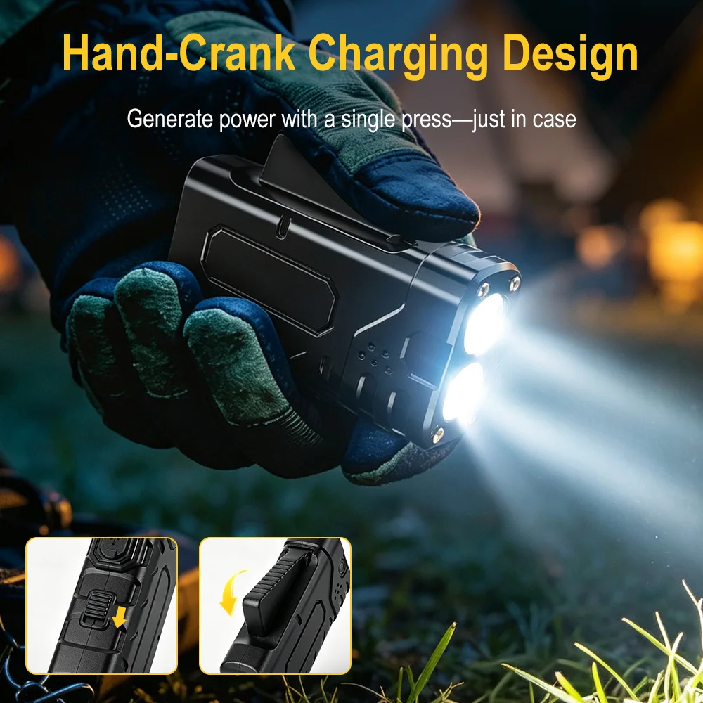 BORUIiT Hand Crank EDC LED Fla - Hunting Fishing Outdoor 评论和价格